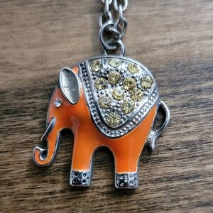 Orange Elephant Pendant Necklace